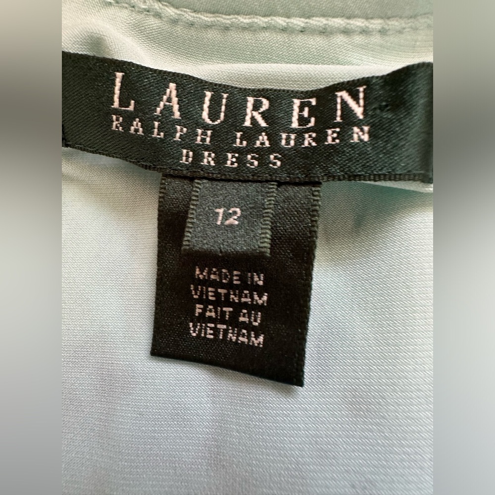 Lauren Ralph Lauren dress sea foam green teal lace overlay lined knee length 12 - Picture 10 of 11